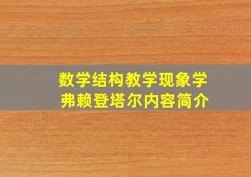 数学结构教学现象学 弗赖登塔尔内容简介